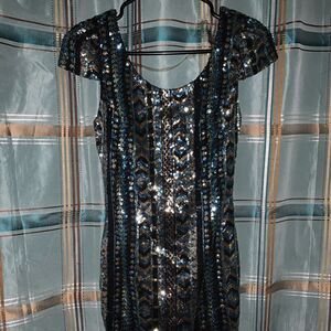 XTAREN Sequin dress backless mini dress cap sleeve size S